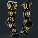 Photo of Girlfriend for Boyfriend Cute Black Socks<br><div class="desc">These cute photo of girlfriend for boyfriend black socks feature your own photo with a white triangles pattern and are sure to bring your boyfriend a smile! He will think of you every time he pulls on these socks, (and may make him love you more!) This is a great gift...</div>