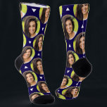 Photo of Girlfriend for Boyfriend Fun Dark Blue Socks<br><div class="desc">These fun dark blue socks feature a photo of a girlfriend for boyfriend in a trendy offset pattern with white triangles. These cute socks are a great way for your boyfriend (or husband) to remember you as he pulls them on! This is a wonderful birthday gift, Christmas gift, or stocking...</div>