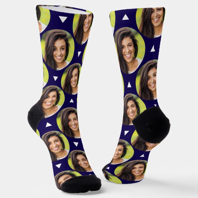 Photo of Girlfriend for Boyfriend Fun Dark Blue Socks (Angled)