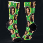 Photo of Girlfriend for Boyfriend Fun Kelly Green Socks<br><div class="desc">These fun Kelly Green socks feature a photo of a girlfriend for boyfriend in a trendy offset pattern with white triangles. These cute socks are a great way for your boyfriend (or husband) to remember you as he pulls them on! This is a wonderful birthday gift, Christmas gift, or stocking...</div>