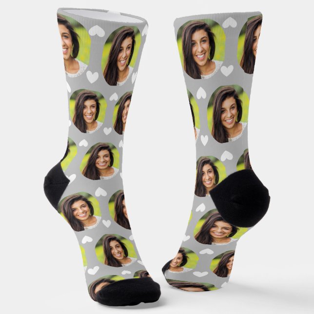 Photo of Girlfriend For Boyfriend Gray Heart Socks (Angled)