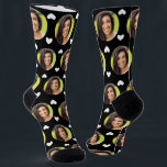 Photo of Girlfriend For Boyfriend Hearts Black Socks<br><div class="desc">These fun photo of girlfriend for boyfriend socks feature your own photo with a white hearts pattern on a black background, and are sure to bring your boyfriend a smile! He will think of you every time he pulls on these socks, and will love them (and maybe make him love...</div>