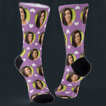 Photo of Girlfriend For Boyfriend Lavender Hearts Socks<br><div class="desc">These cute photo of girlfriend for boyfriend socks feature your own photo on a laveder background with a white hearts pattern, and are sure to bring your boyfriend a smile! He will think of you every time he pulls on these socks, and will love them (and maybe make him love...</div>