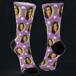 Photo of Girlfriend For Boyfriend Lavender Hearts Socks<br><div class="desc">These cute photo of girlfriend for boyfriend socks feature your own photo on a laveder background with a white hearts pattern, and are sure to bring your boyfriend a smile! He will think of you every time he pulls on these socks, and will love them (and maybe make him love...</div>