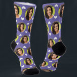Photo of Girlfriend For Boyfriend Periwinkle Heart Socks<br><div class="desc">These cute photo of girlfriend for boyfriend socks feature your own photo on a periwinkle background with a white hearts pattern, and are sure to bring your boyfriend a smile! He will think of you every time he pulls on these socks, and will love them (and maybe make him love...</div>