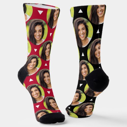 Photo of Girlfriend for Boyfriend Red Black 2 Tone Socks