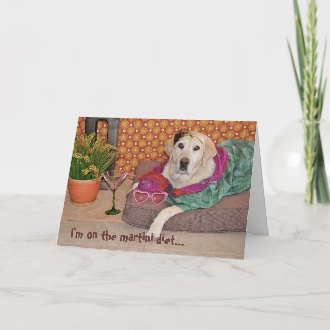 Photo of glamorous dog with martini. Any occasion. Card (Front)