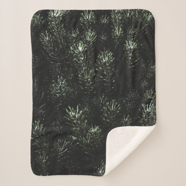 Photo of green fir plant sherpa blanket (Front)