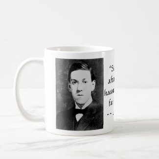 Photo of H.P. Lovecraft (in 1915) with quotation Coffee Mug