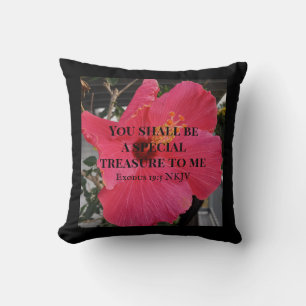 Photo of Hibiscus Special Treasure Bible Verse Throw Pillow