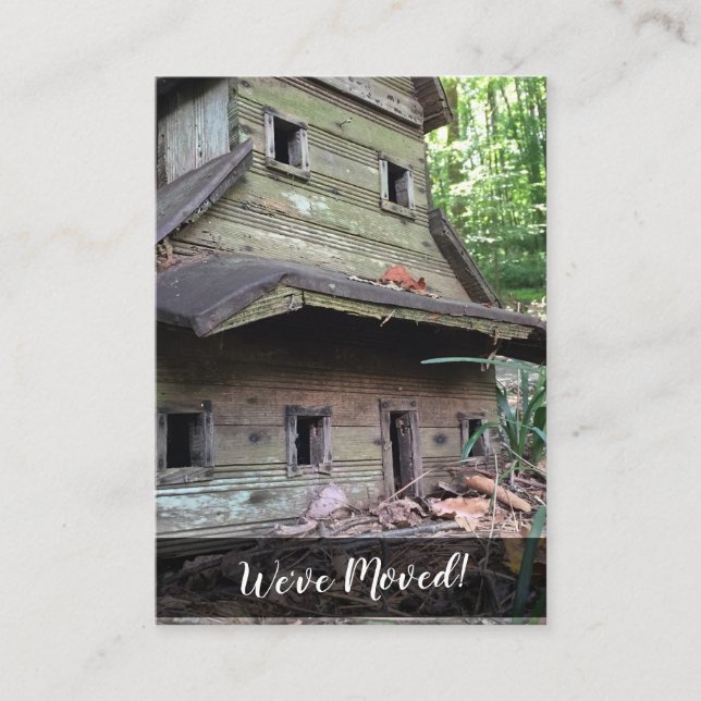 Photo of Huge Old Birdhouse "We've Moved" Card (Front)