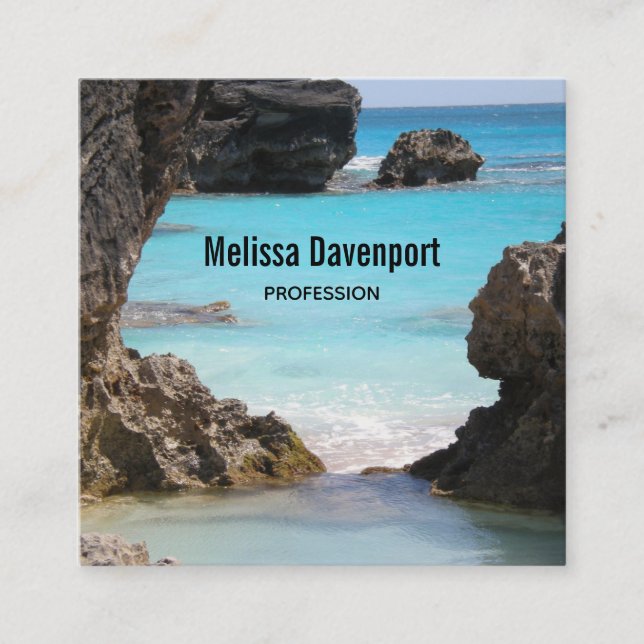 Photo of Island Coast & Tropical Sea Square Business Card (Front)