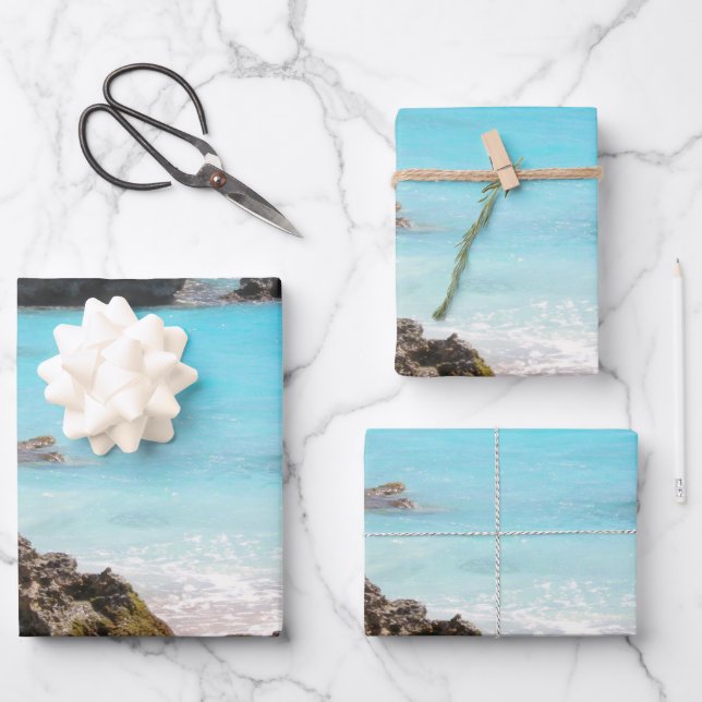 Photo of Island Coast & Tropical Sea Wrapping Paper Sheets (Front)