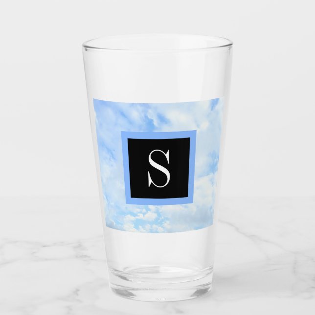 Photo of Light Blue Cloudy Sky with Single Initial Glass (Front)
