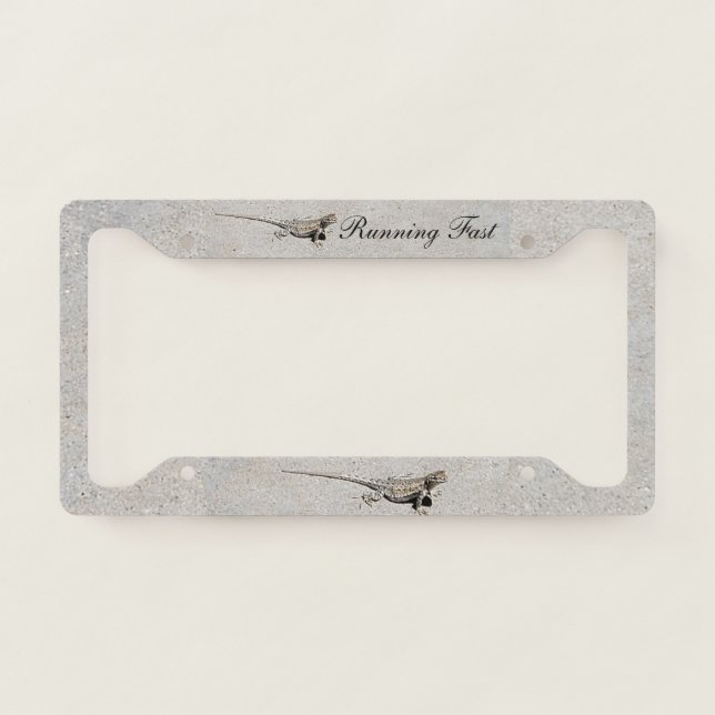 Photo of Lizard on Sidewalk Running Fast License Plate Frame (Front)