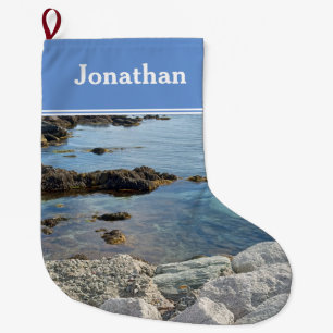 Photo of Low Tide Translucent Atlantic Ocean Large Christmas Stocking