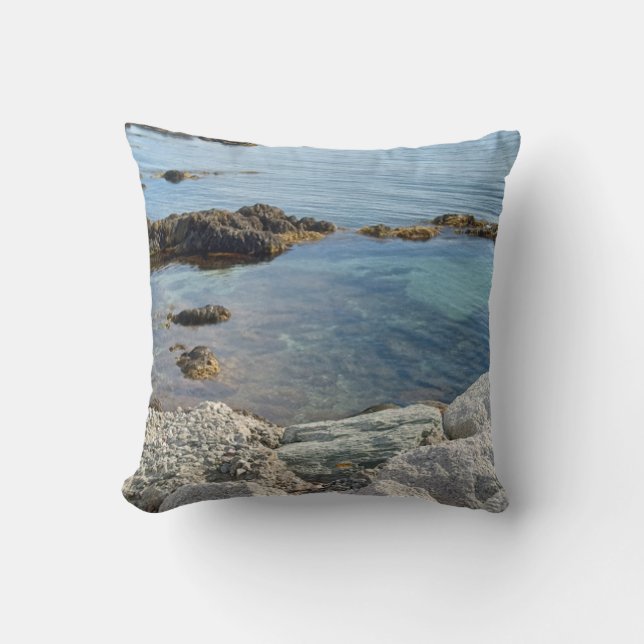 Photo of Low Tide Translucent Atlantic Ocean Throw Pillow (Front)