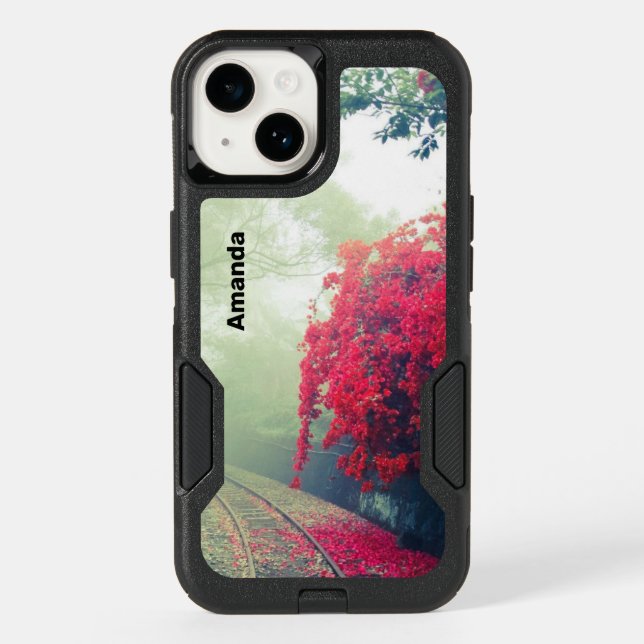 Photo of Misty Train Tracks & Red Tree Otterbox iPhone Case (Back)