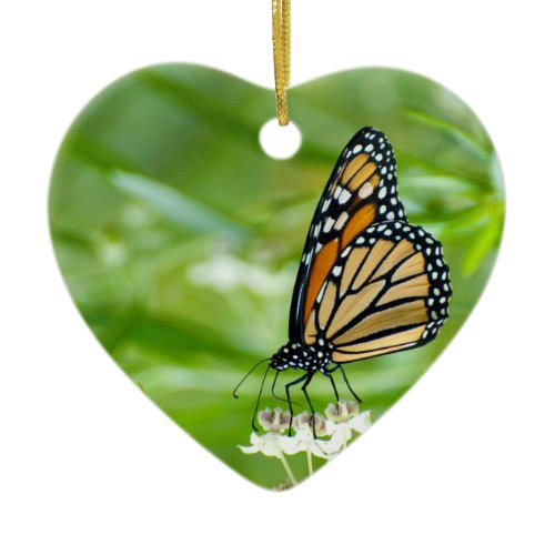 photo of monarch butterfly heart shaped ornament