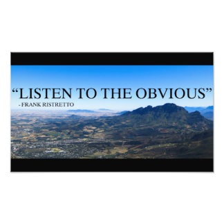 Photo of mountains in Stellenbosch with a qoute. Print