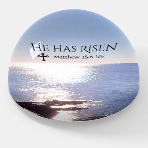 Photo of Ocean Christ has Risen Bible Verse Easter Paperweight