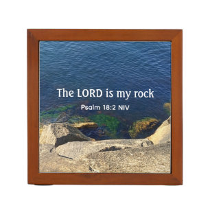 Photo of Ocean God is My Rock Bible Verse Blue Desk Organizer