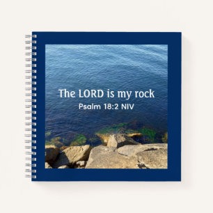 Photo of Ocean God is My Rock Bible Verse Blue Notebook