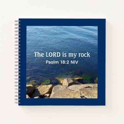 Photo of Ocean God is My Rock Bible Verse Blue Notebook