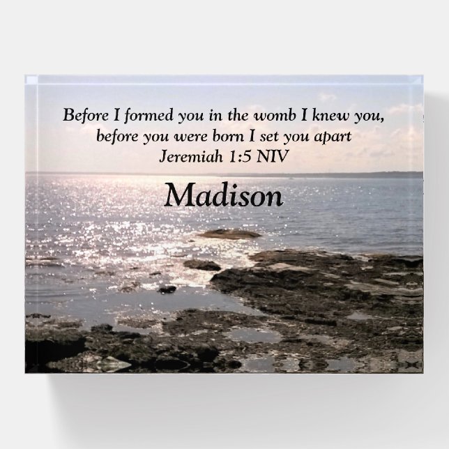Photo of Ocean God Knew You Bible Verse Scripture Paperweight (Front)