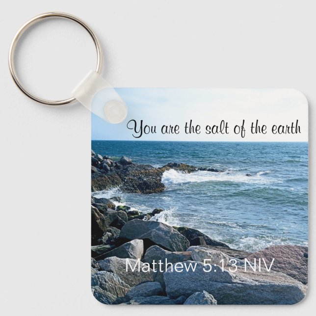 Photo of Ocean Salt of the Earth Bible Verse Metal Keychain (Front)