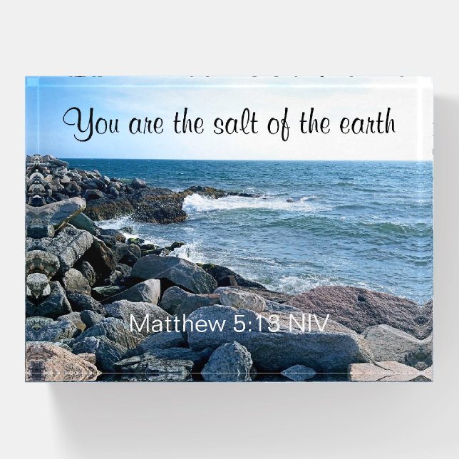 Photo of Ocean Salt of the Earth Bible Verse Paperweight (Front)