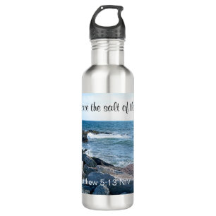 Photo of Ocean Salt of the Earth Bible Verse Stainless Steel Water Bottle