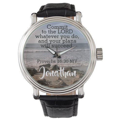 Photo of Ocean Shore Proverbs Bible Verse Success Watch