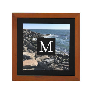 Photo of Ocean Waves and Rocks #1 Dad Blue Desk Organizer