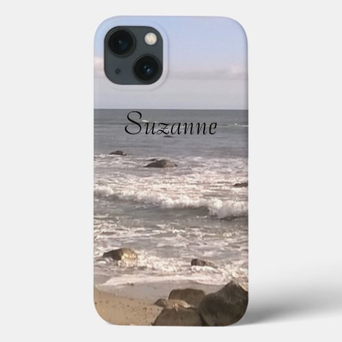 Photo of Ocean Waves Sandy Beach Rocky Shore iPhone 13 Case