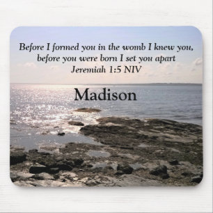 Photo of Ocean with Jeremiah 1:5 God Knew You Mouse Pad