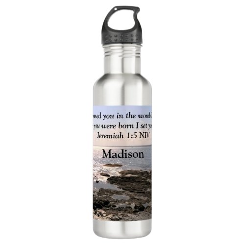 Photo of Ocean with Jeremiah 15 God Knew You Stainless Steel Water Bottle