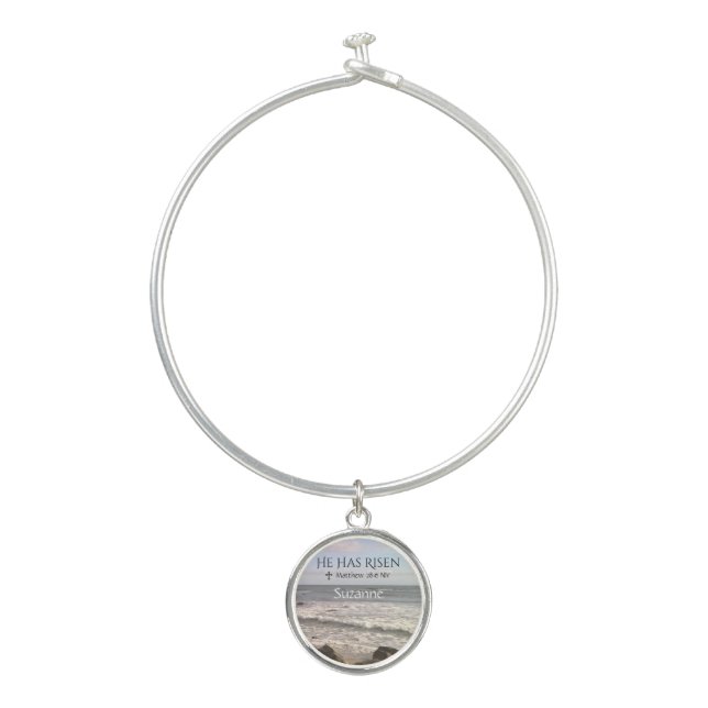 Photo of Ocean With Resurrection Scripture Easter Bangle Bracelet (Front)