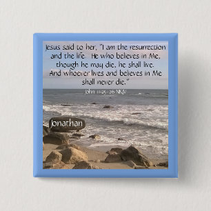 Photo of Ocean With Resurrection Scripture Easter Button