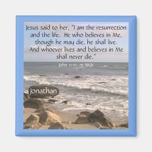 Photo of Ocean With Resurrection Scripture Easter  Magnet (Front)