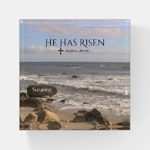 Photo of Ocean With Resurrection Scripture Easter Paperweight