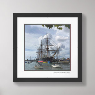 PHOTO OF OLD SAILING SHIP IN PORTSMOUTH ENGLAND FRAMED ART