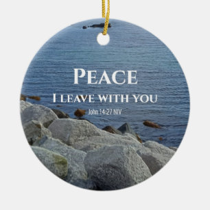 Photo of Peaceful Blue Atlantic Ocean Bible Verse Ceramic Ornament