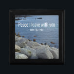 Photo of Peaceful Blue Atlantic Ocean Bible Verse Gift Box<br><div class="desc">This gift box features a photo of a calm Atlantic Ocean along with a verse from the Gospel of John about peace.</div>