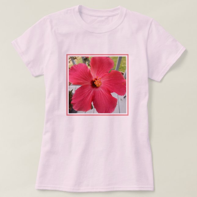 Photo of Pink Beautiful Hibiscus Flower T-Shirt (Design Front)