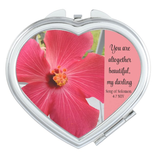 Photo of Pink Flower Song of Solomon Bible Verse Compact Mirror (Front)