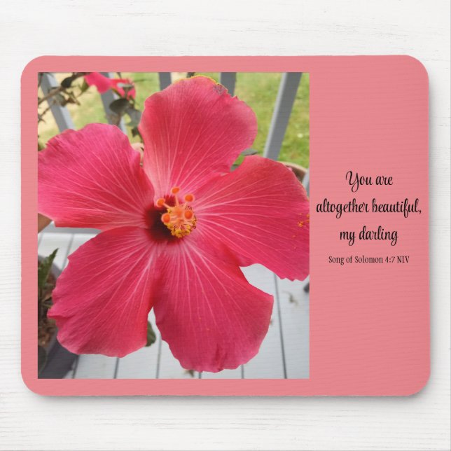 Photo of Pink Flower Song of Solomon Bible Verse Mouse Pad (Front)