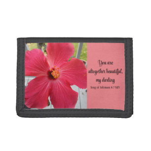 Photo of Pink Flower Song of Solomon Bible Verse Tri-fold Wallet