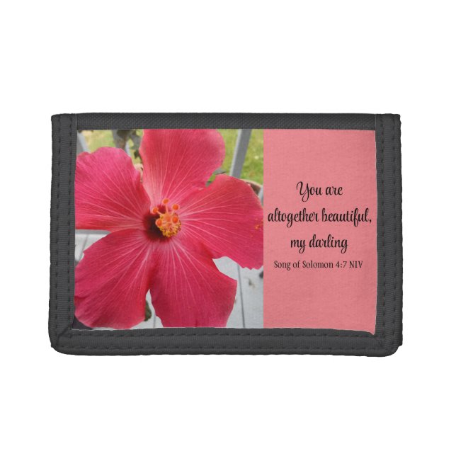 Photo of Pink Flower Song of Solomon Bible Verse Trifold Wallet (Front)