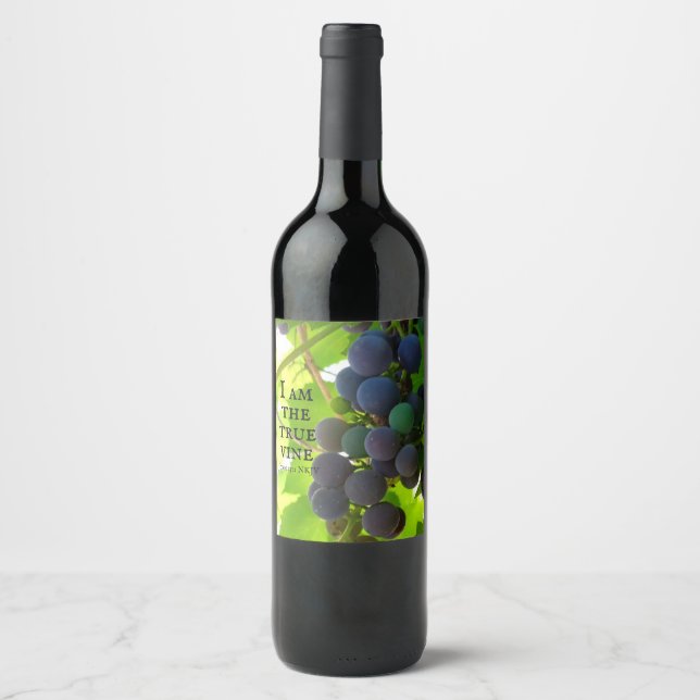 Photo of Purple Grapes Gospel of John Bible Verse Wine Label (Front)
